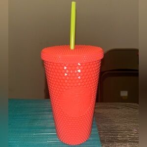 Grande 16oz STARBUCKS Dragon Fruit  Studded Tumbler Cup Coral Pink